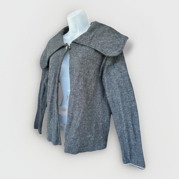 Tinu & Stu 100% Wool Shawl Collar Wrap Sweater Women's Size Large Metallic Trim - Picture 2 of 11